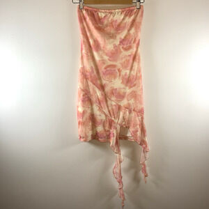 Vintage Womens Floral‎ Mesh Dress Sz S Pink Coquette Fairy Y2K Romantic Roses